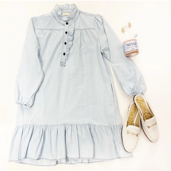 Starkx Dresses & Skirts - Starkx Chambray Blue Long Sleeve Noah Dress Womens XS